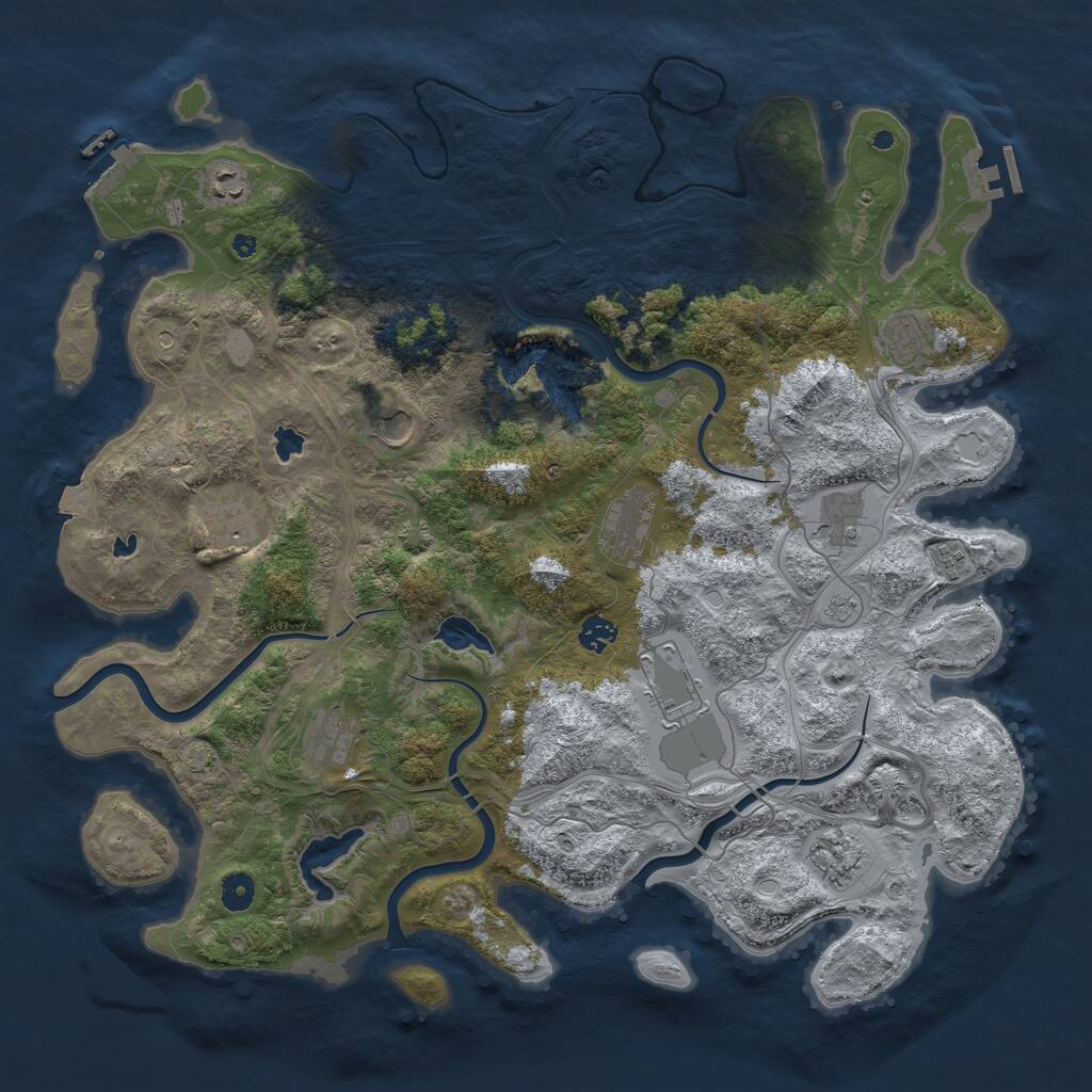 Rust Map: Procedural Map, Size: 4500, Seed: 1849863781, 17 Monuments