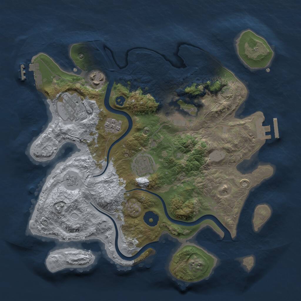 Rust Map: Procedural Map, Size: 3000, Seed: 76328, 10 Monuments