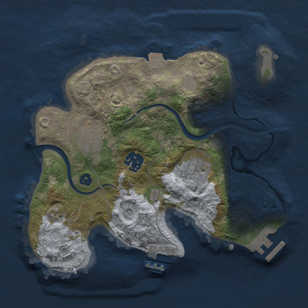 Rust Map: Procedural Map, Size: 2500, Seed: 1032777702, 8 Monuments