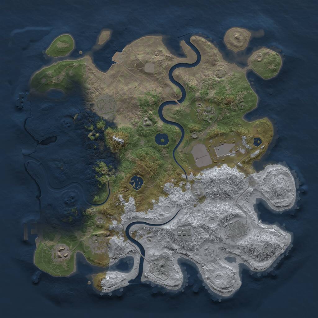 Rust Map: Procedural Map, Size: 3600, Seed: 1143570501, 14 Monuments