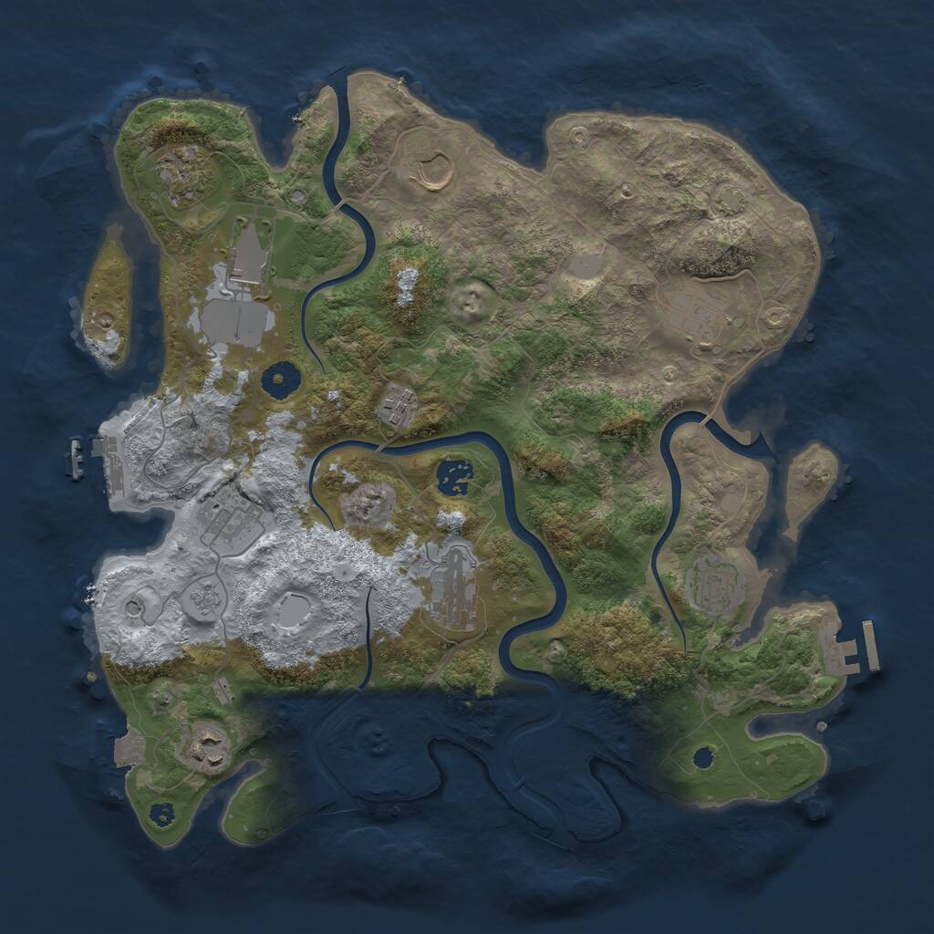 Rust Map: Procedural Map, Size: 3750, Seed: 545318489, 16 Monuments