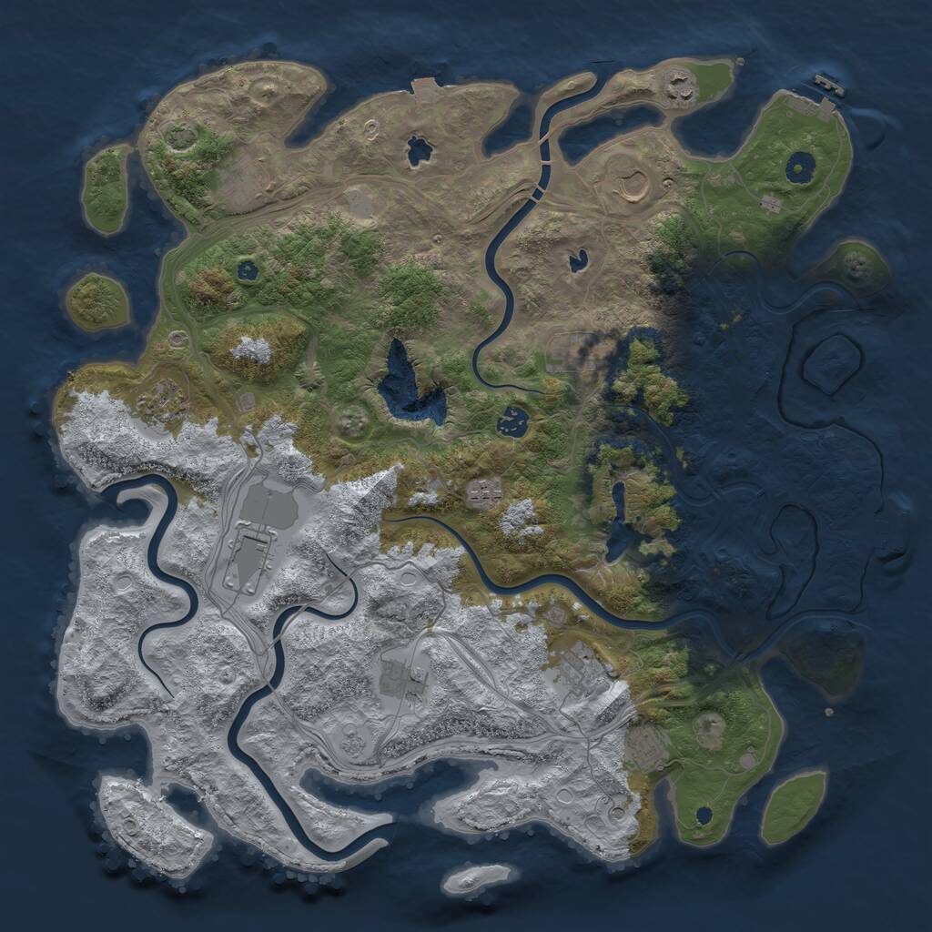 Rust Map: Procedural Map, Size: 4500, Seed: 832540142, 17 Monuments