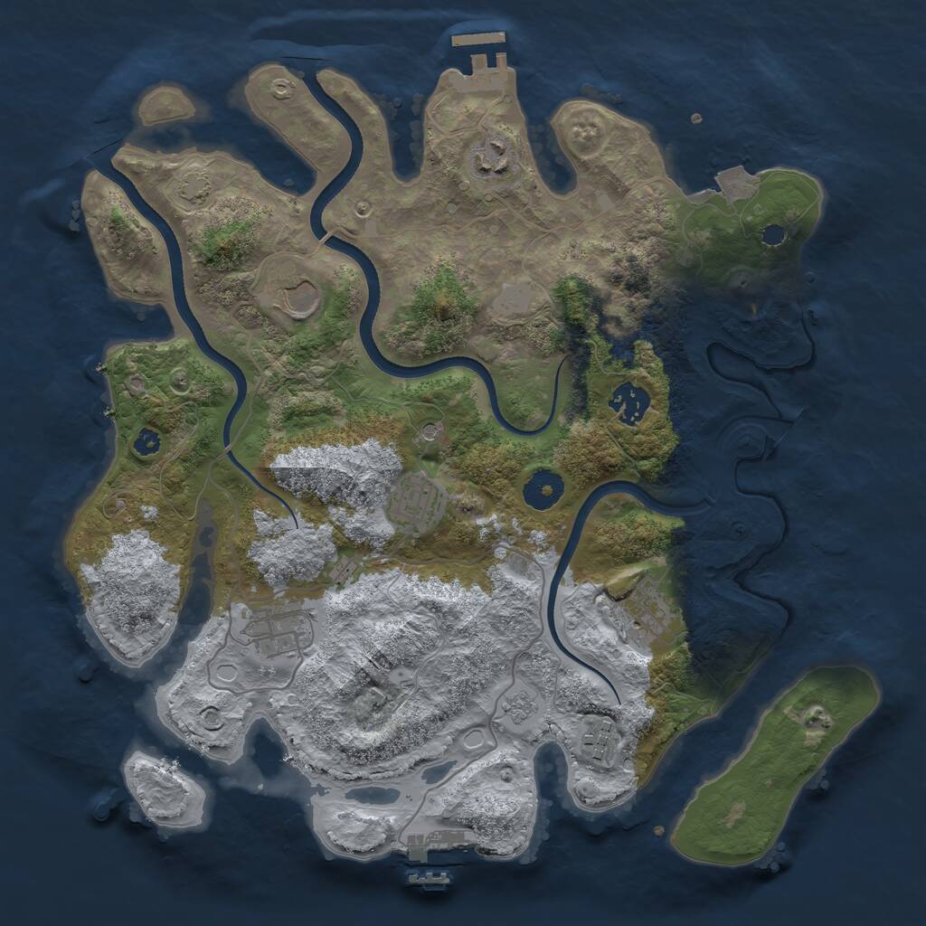 Rust Map: Procedural Map, Size: 3500, Seed: 1217795793, 13 Monuments