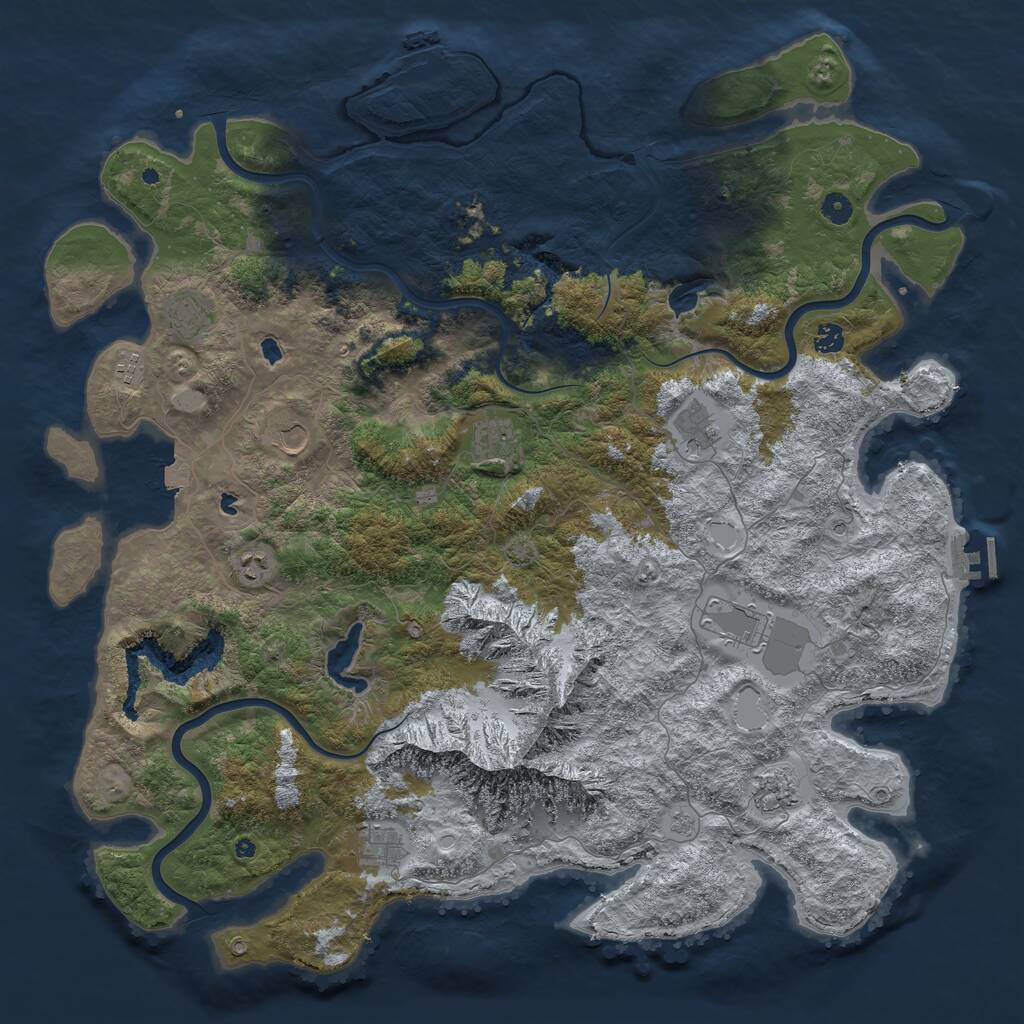 Rust Map: Procedural Map, Size: 5000, Seed: 369369, 16 Monuments
