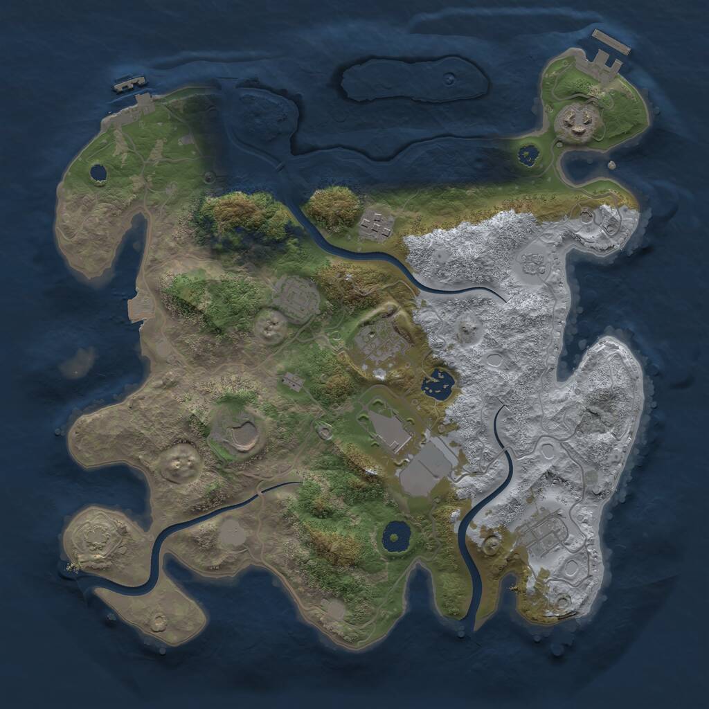 Rust Map: Procedural Map, Size: 3500, Seed: 1691257, 14 Monuments