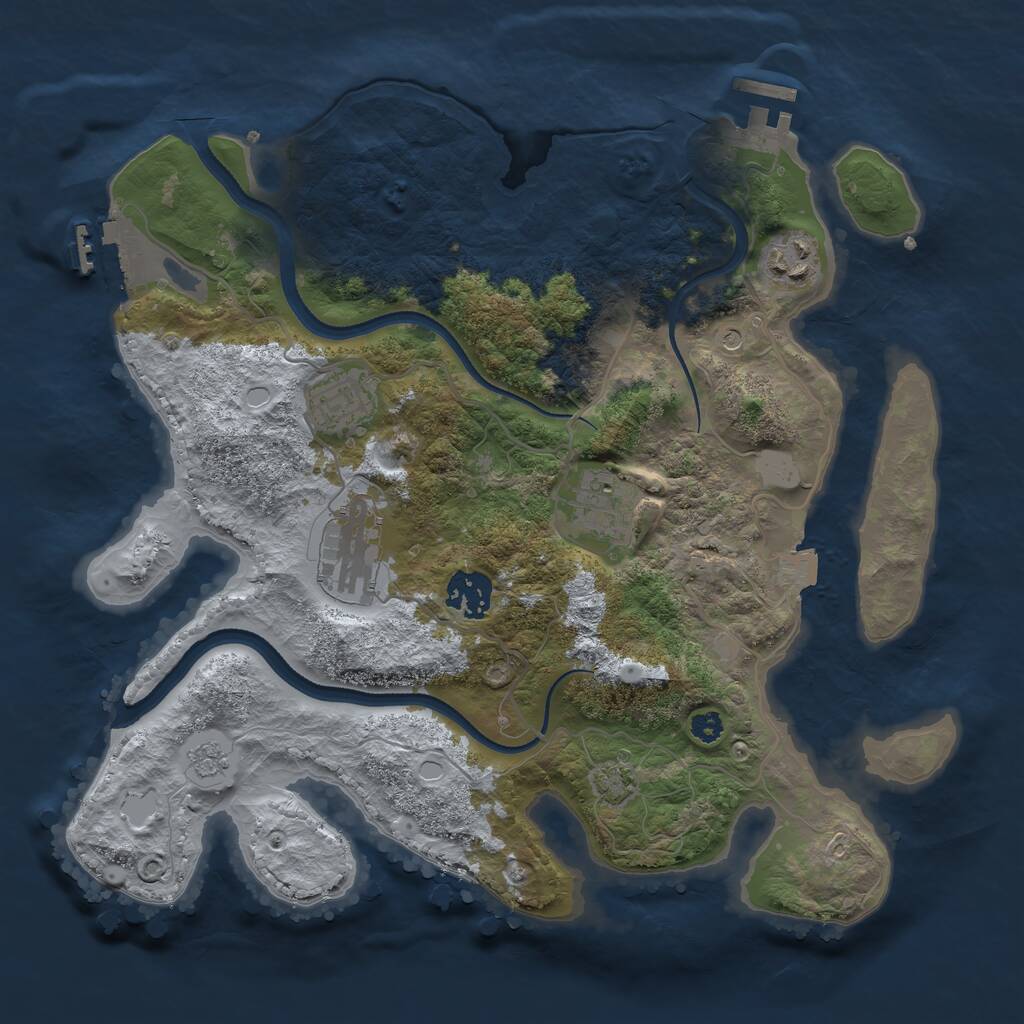 Rust Map: Procedural Map, Size: 3250, Seed: 7233195, 11 Monuments