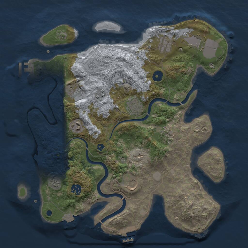 Rust Map: Procedural Map, Size: 3500, Seed: 1370392723, 15 Monuments