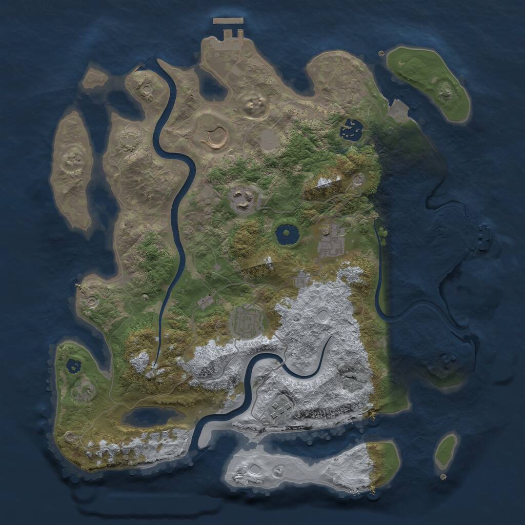 Rust Map: Procedural Map, Size: 3500, Seed: 826720960, 11 Monuments