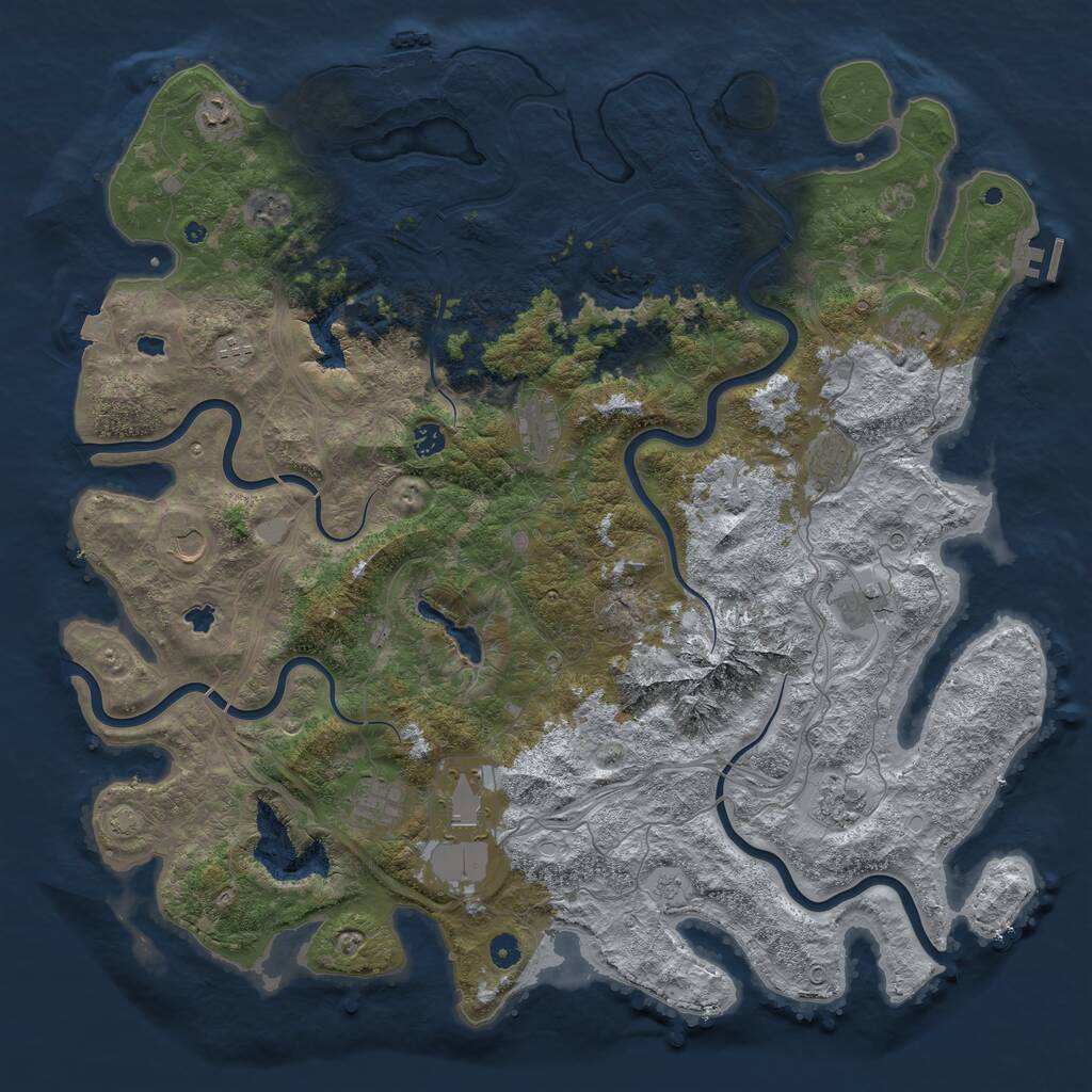 Rust Map: Procedural Map, Size: 5000, Seed: 543216889, 17 Monuments