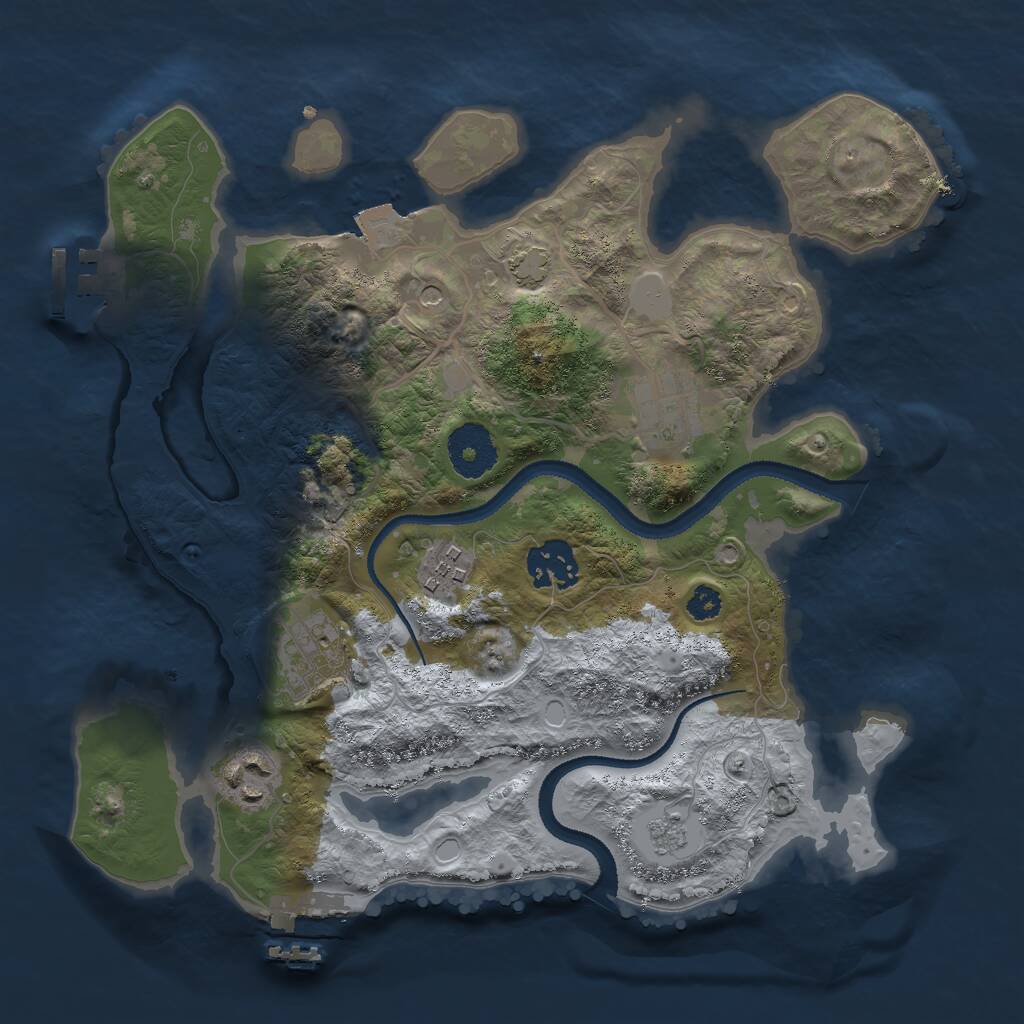 Rust Map: Procedural Map, Size: 3000, Seed: 9653184, 11 Monuments