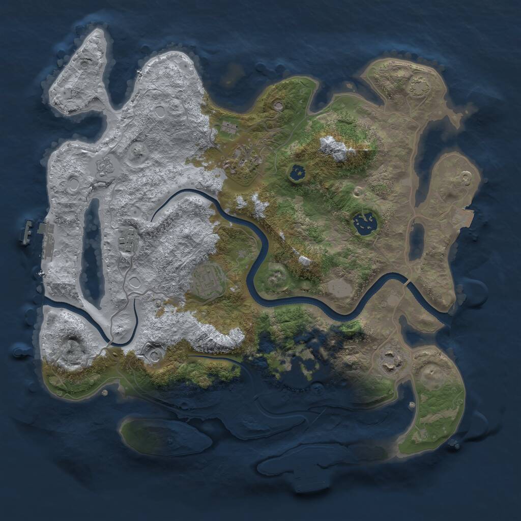 Rust Map: Procedural Map, Size: 3400, Seed: 77777, 12 Monuments