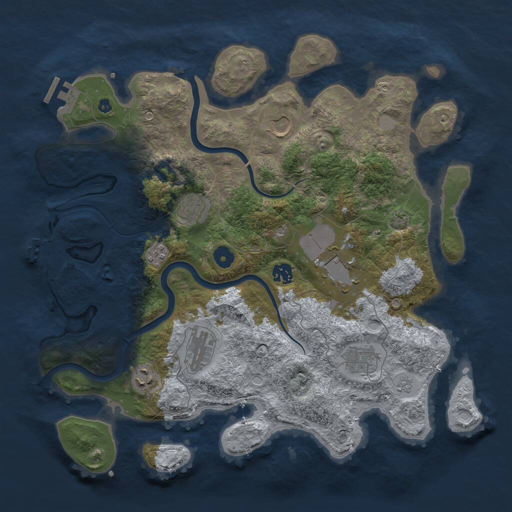 Rust Map: Procedural Map, Size: 3700, Seed: 729219607, 14 Monuments