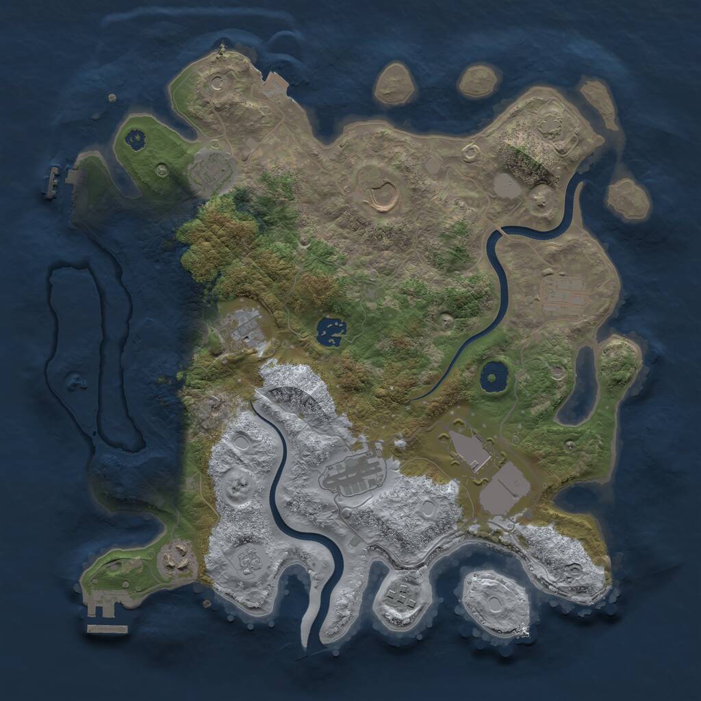 Rust Map: Procedural Map, Size: 3500, Seed: 745224, 15 Monuments