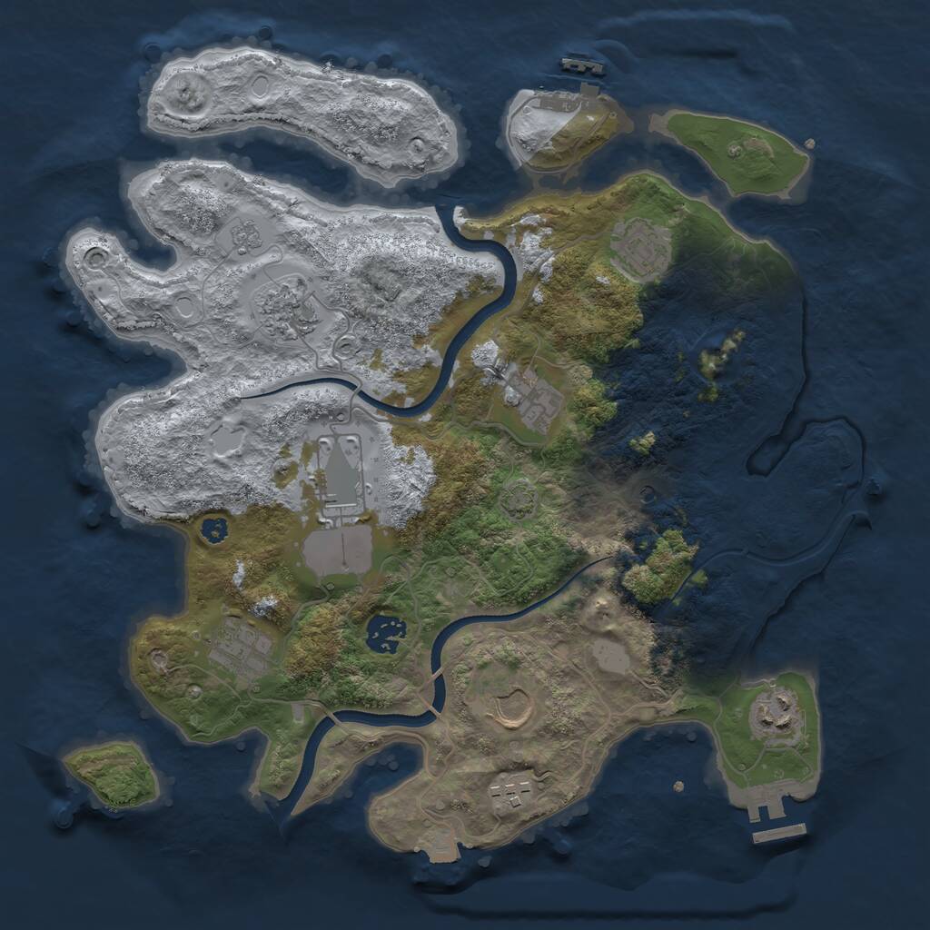 Rust Map: Procedural Map, Size: 3500, Seed: 782431, 15 Monuments