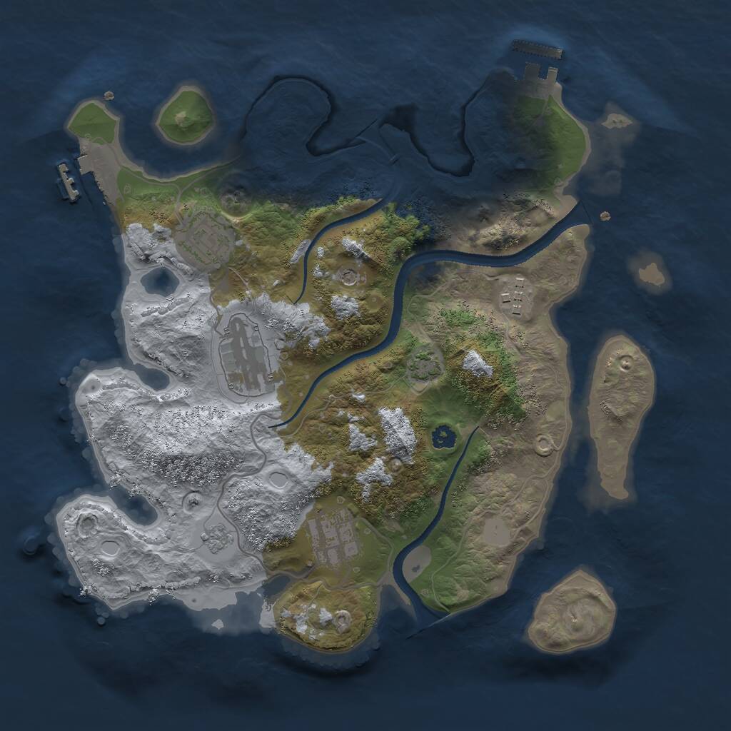 Rust Map: Procedural Map, Size: 3000, Seed: 364467, 10 Monuments