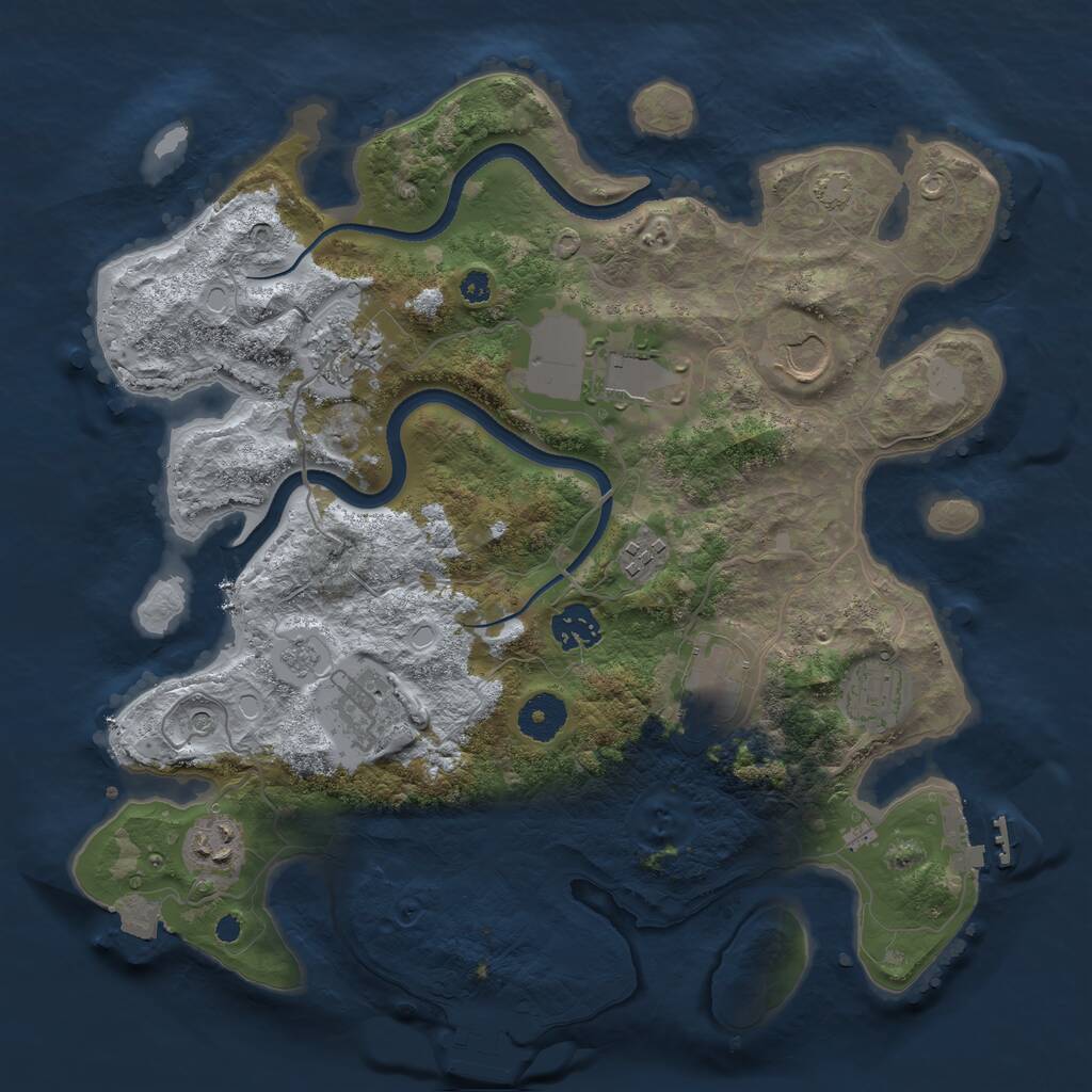 Rust Map: Procedural Map, Size: 3500, Seed: 35135, 15 Monuments