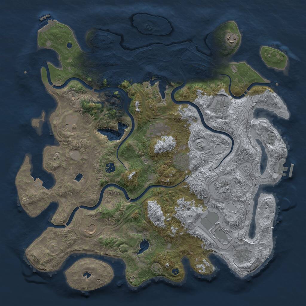 Rust Map: Procedural Map, Size: 4500, Seed: 884488, 17 Monuments