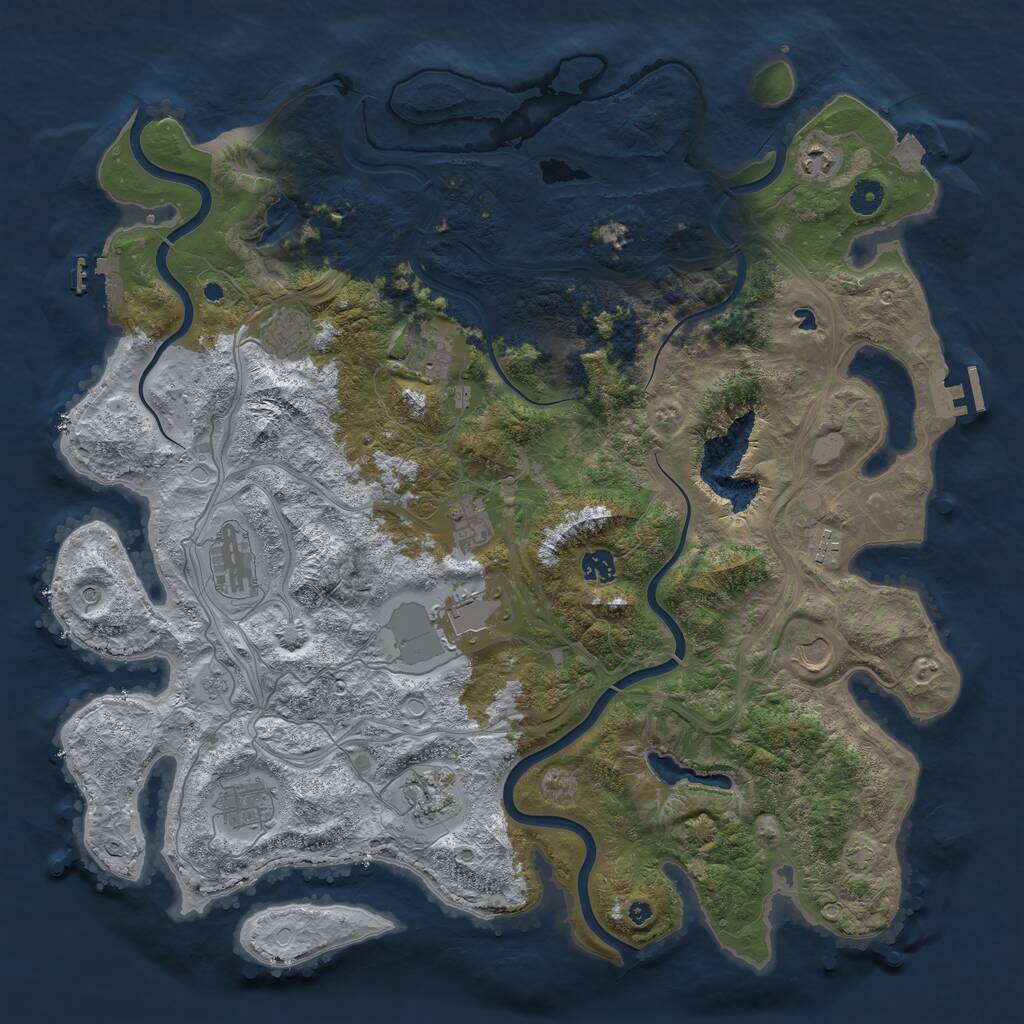 Rust Map: Procedural Map, Size: 4500, Seed: 1847856640, 17 Monuments