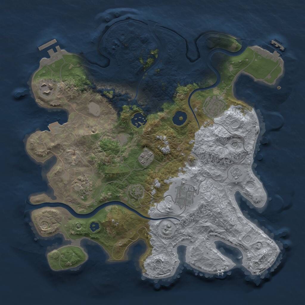 Rust Map: Procedural Map, Size: 3200, Seed: 143074204, 12 Monuments