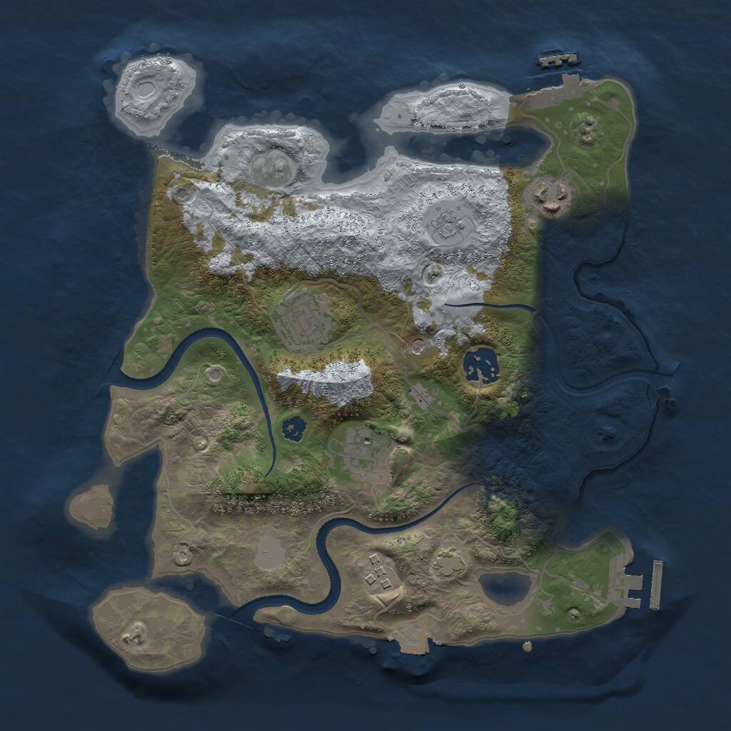 Rust Map: Procedural Map, Size: 3000, Seed: 358725059, 11 Monuments
