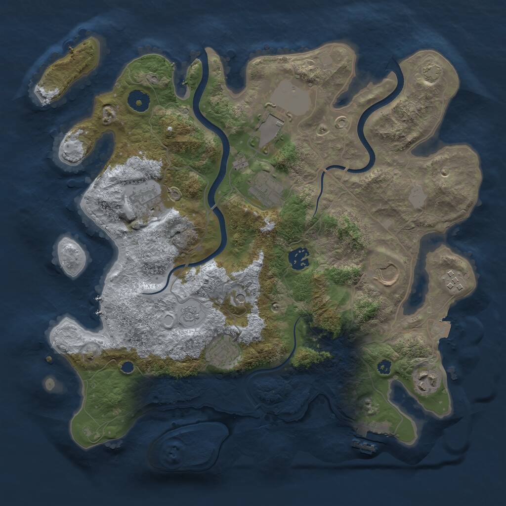 Rust Map: Procedural Map, Size: 3500, Seed: 47897609, 13 Monuments