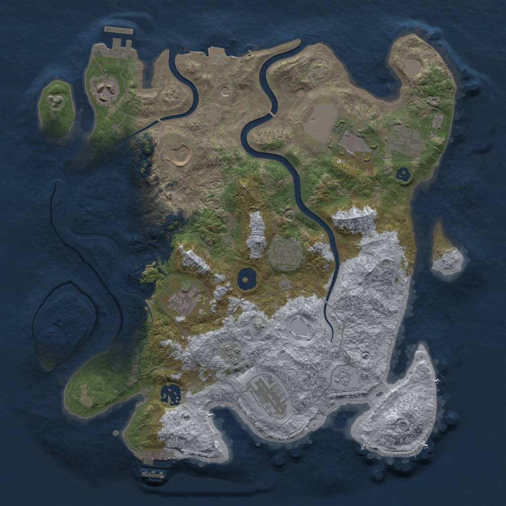 Rust Map: Procedural Map, Size: 3550, Seed: 47422, 15 Monuments