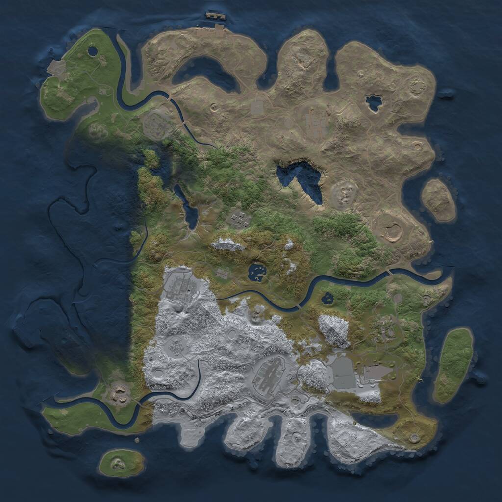 Rust Map: Procedural Map, Size: 4100, Seed: 1790226364, 16 Monuments