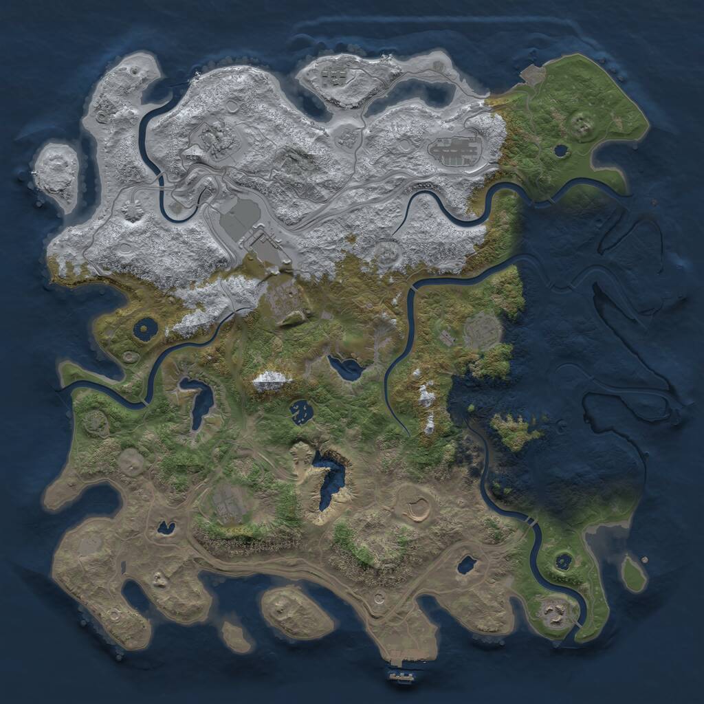Rust Map: Procedural Map, Size: 4500, Seed: 2086038242, 16 Monuments