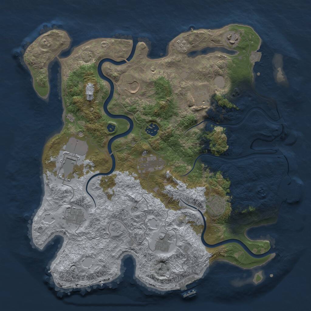 Rust Map: Procedural Map, Size: 3750, Seed: 381706334, 16 Monuments