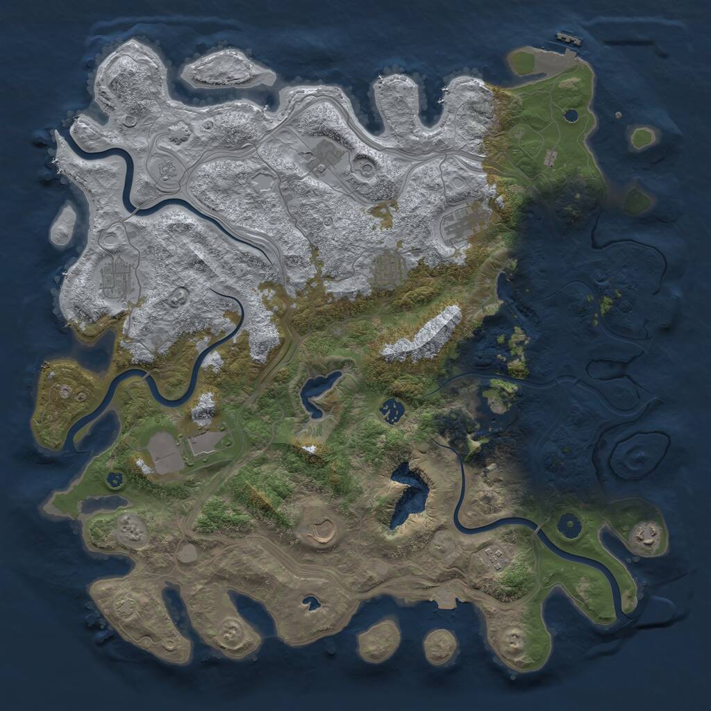 Rust Map: Procedural Map, Size: 4500, Seed: 2141314281, 16 Monuments