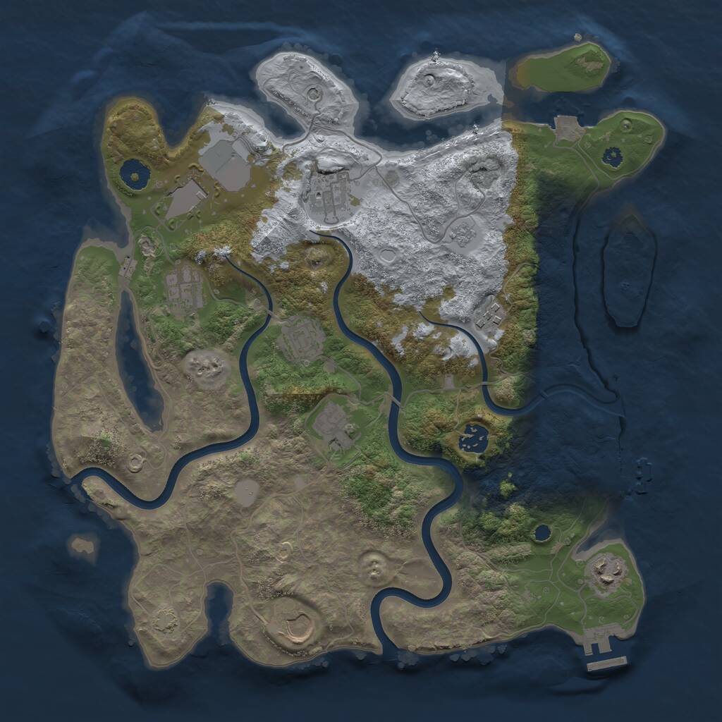 Rust Map: Procedural Map, Size: 3650, Seed: 2431580, 15 Monuments