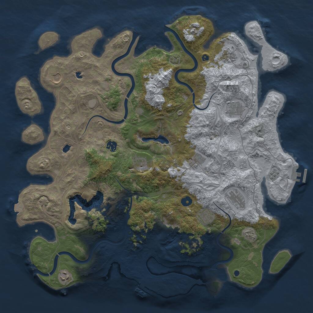 Rust Map: Procedural Map, Size: 4500, Seed: 70336, 16 Monuments