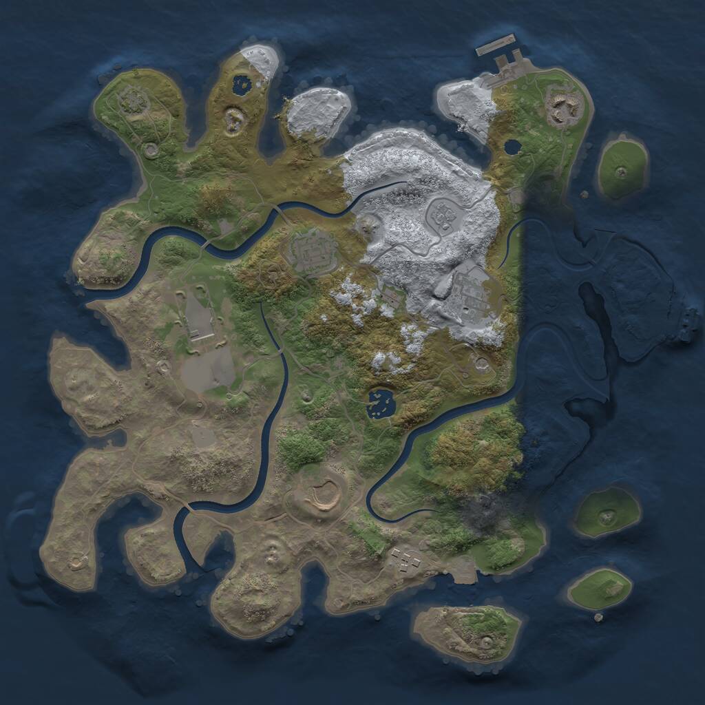 Rust Map: Procedural Map, Size: 3500, Seed: 291973098, 13 Monuments