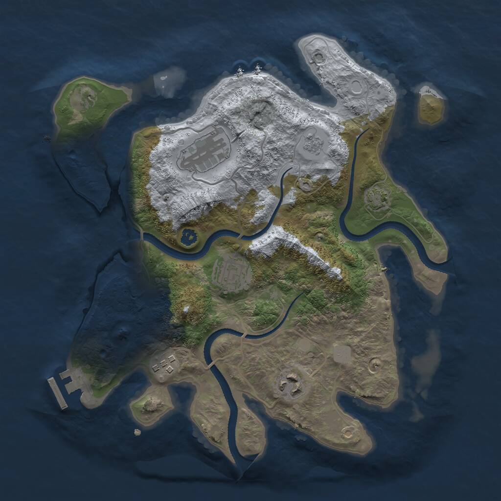 Rust Map: Procedural Map, Size: 3000, Seed: 1912214724, 8 Monuments