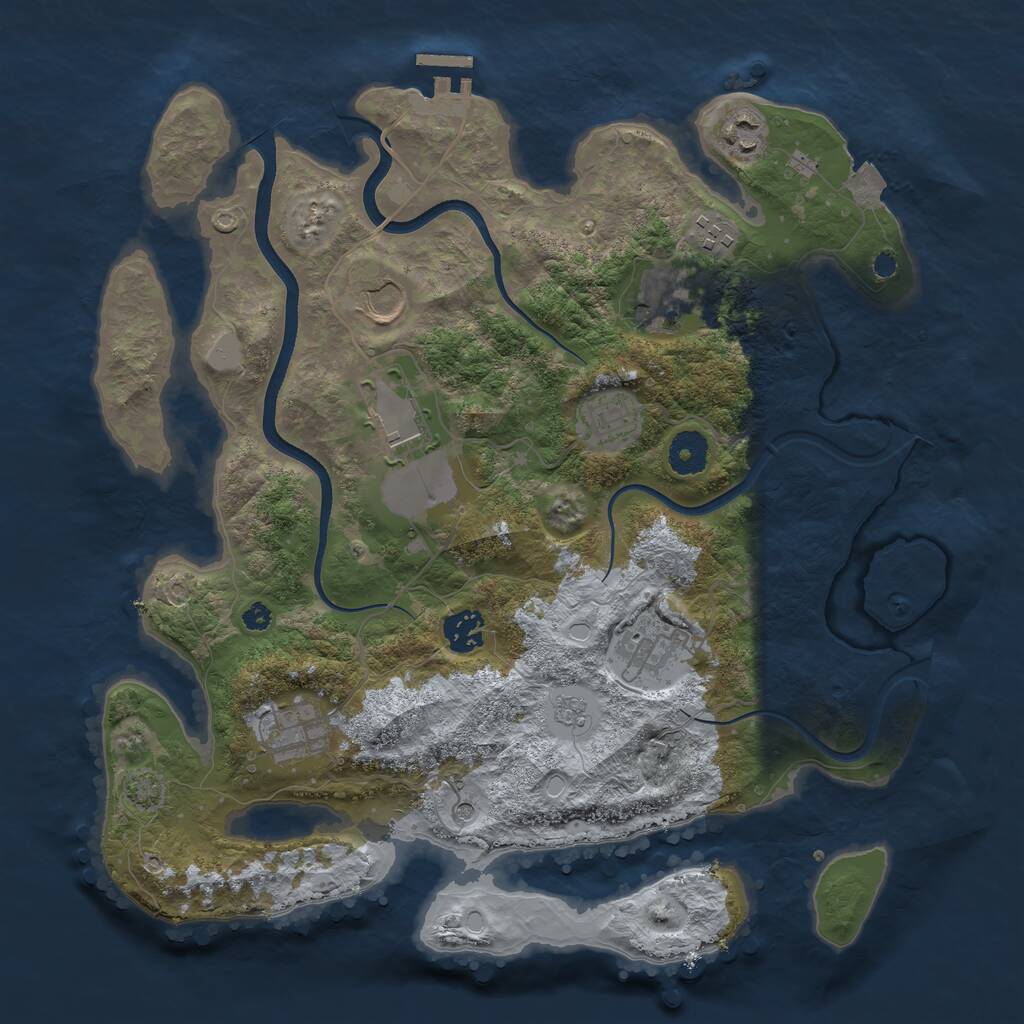 Rust Map: Procedural Map, Size: 3650, Seed: 826720960, 14 Monuments