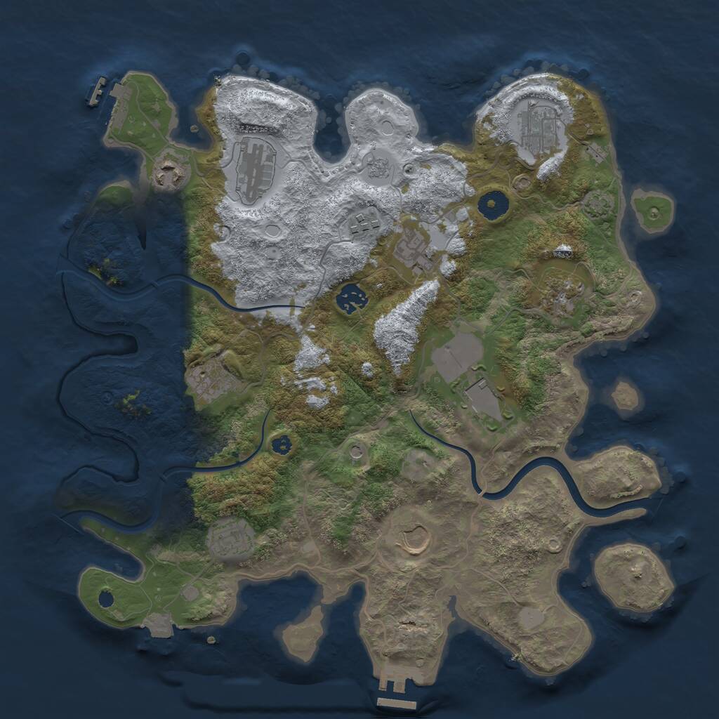 Rust Map: Procedural Map, Size: 3700, Seed: 653090153, 17 Monuments