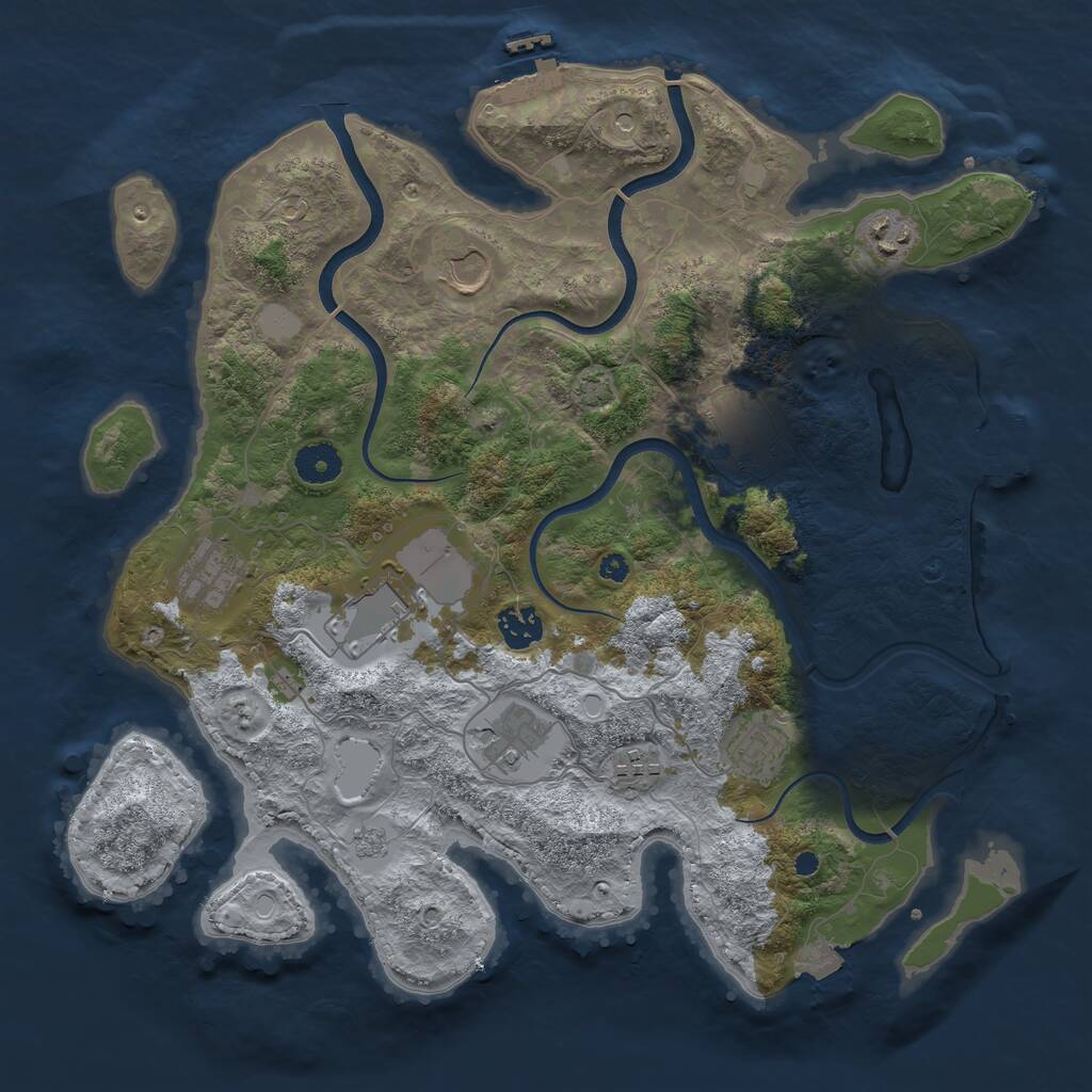 Rust Map: Procedural Map, Size: 3750, Seed: 955955, 15 Monuments