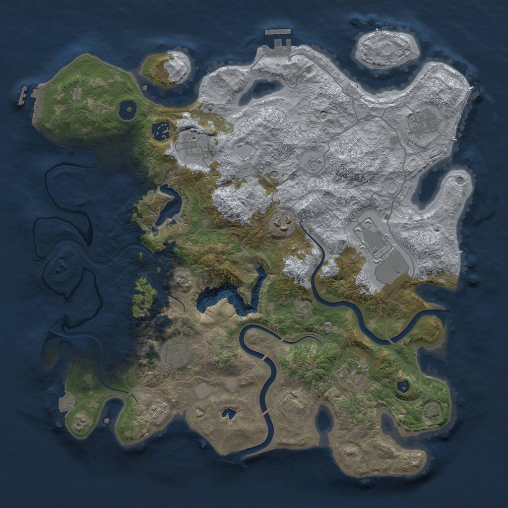 Rust Map: Procedural Map, Size: 4000, Seed: 50945, 14 Monuments