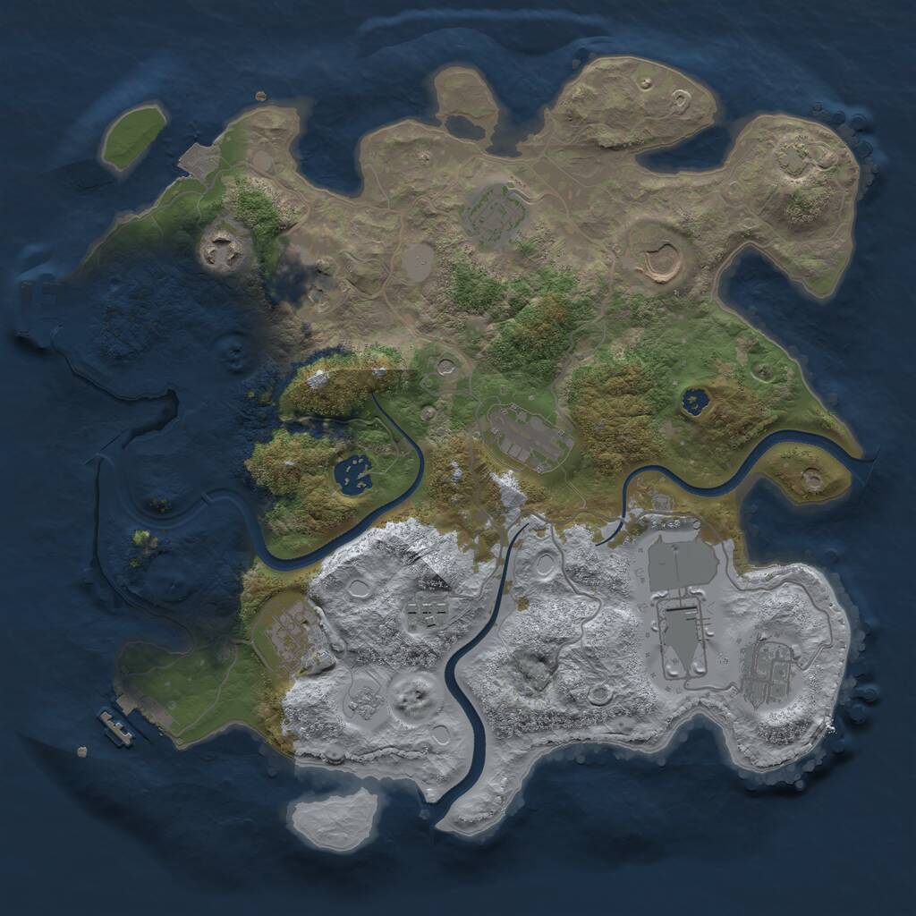 Rust Map: Procedural Map, Size: 3500, Seed: 2130261487, 16 Monuments
