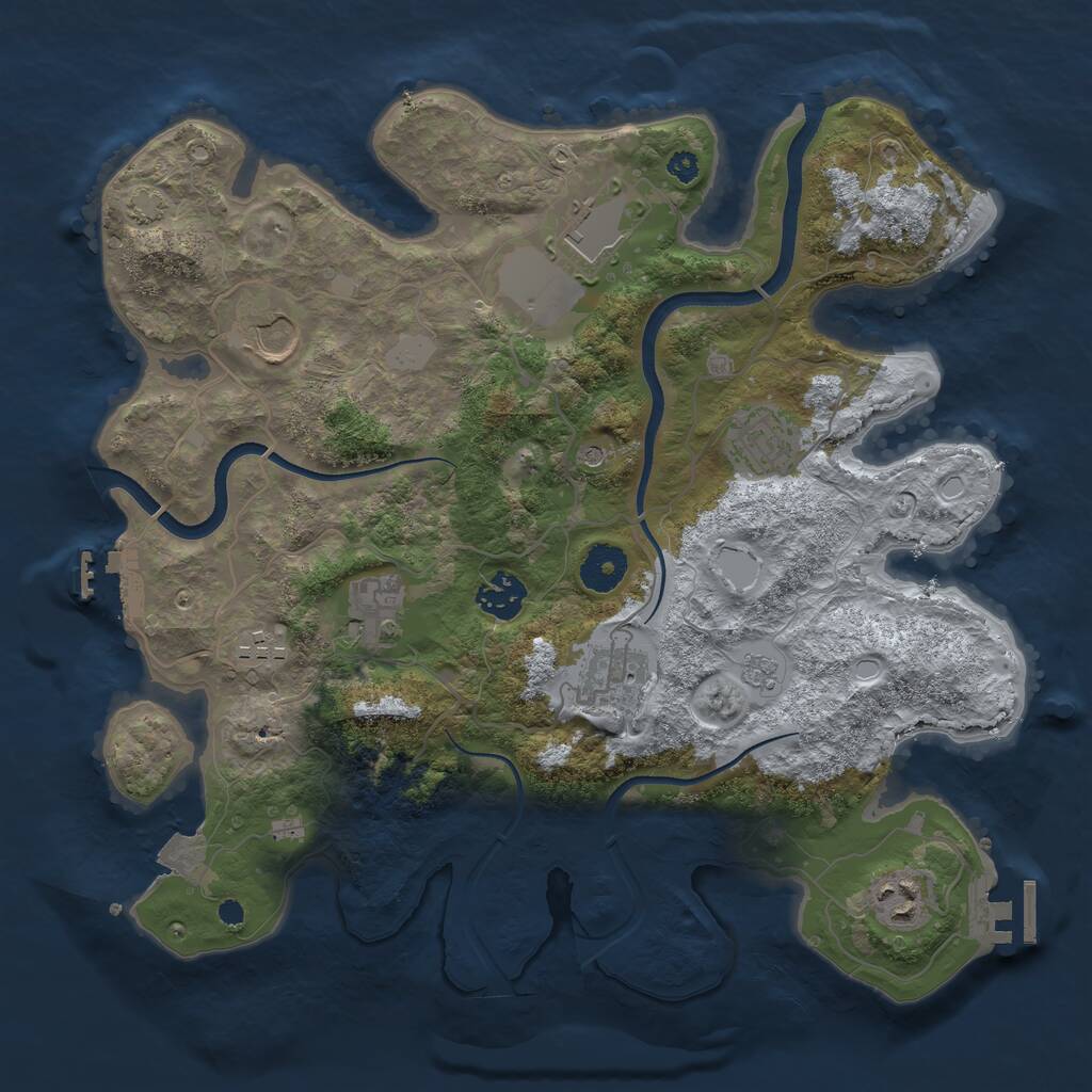 Rust Map: Procedural Map, Size: 3500, Seed: 2889192, 14 Monuments