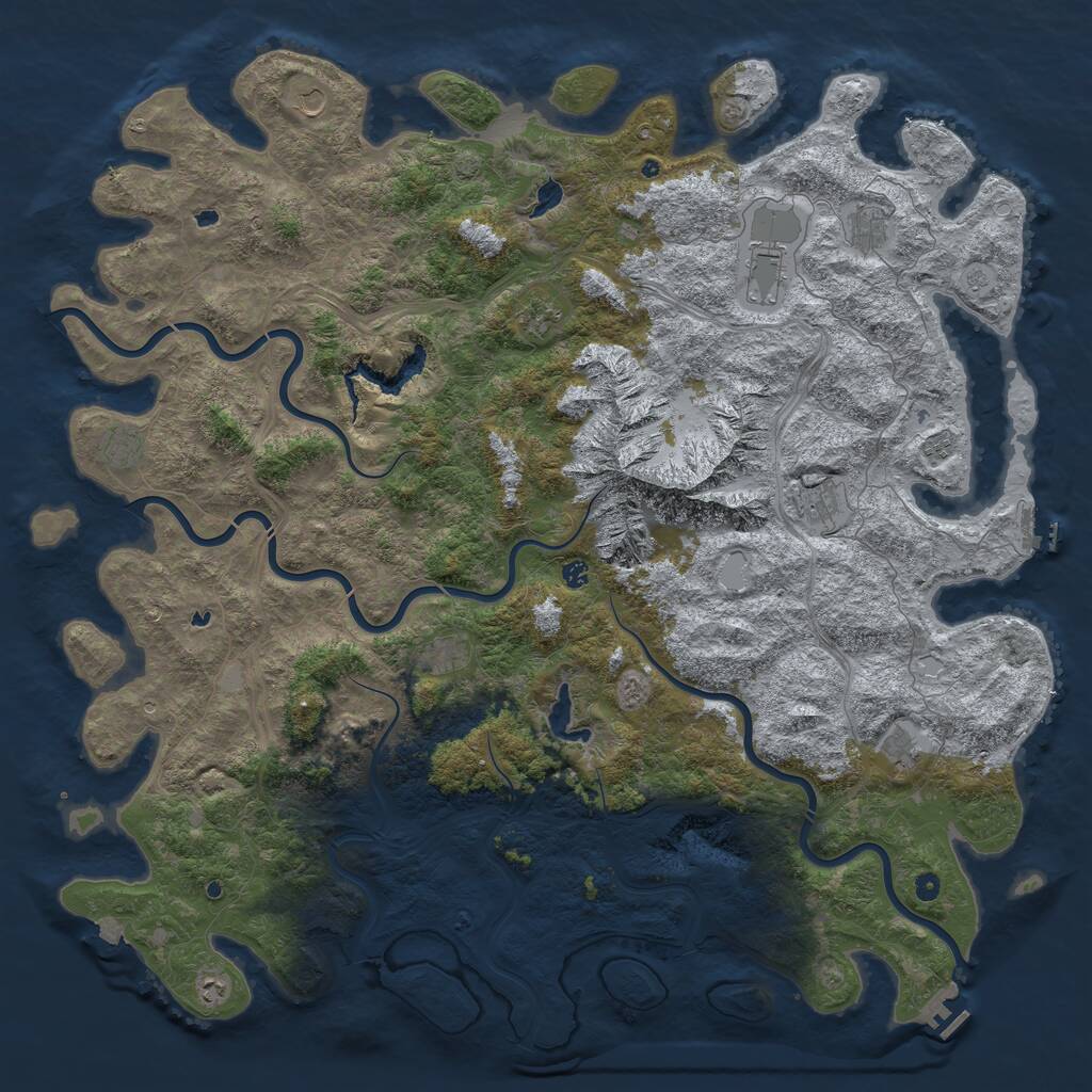 Rust Map: Procedural Map, Size: 6000, Seed: 103738243, 17 Monuments