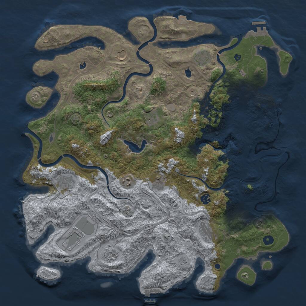 Rust Map: Procedural Map, Size: 4500, Seed: 231604889, 17 Monuments