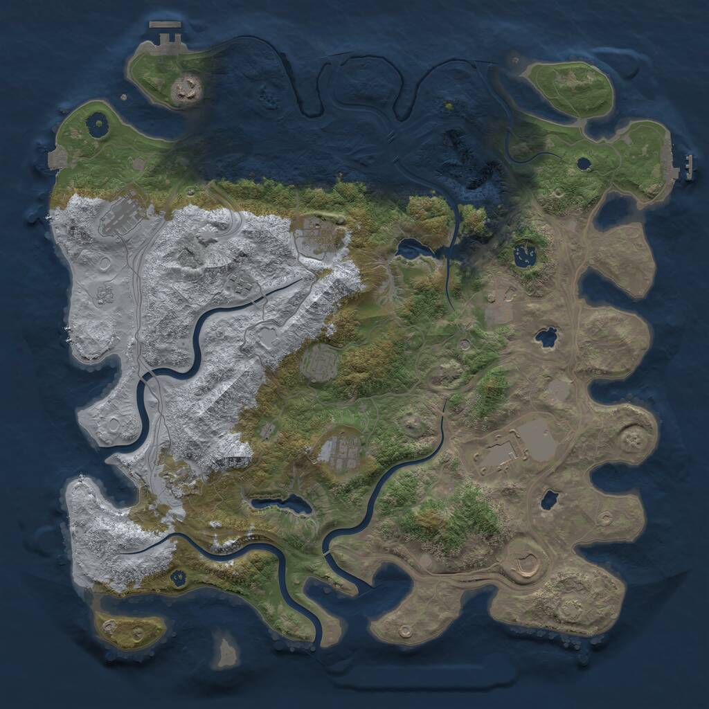Rust Map: Procedural Map, Size: 4500, Seed: 1361192805, 17 Monuments