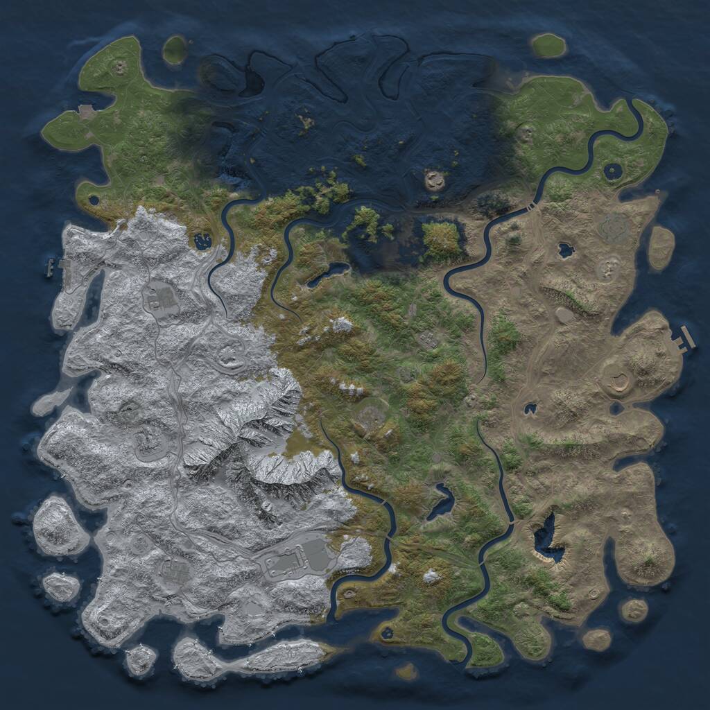 Rust Map: Procedural Map, Size: 6000, Seed: 10111988, 17 Monuments