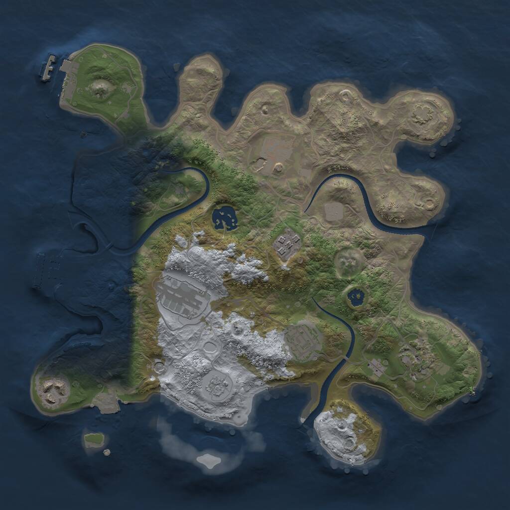 Rust Map: Procedural Map, Size: 3000, Seed: 227642701, 13 Monuments