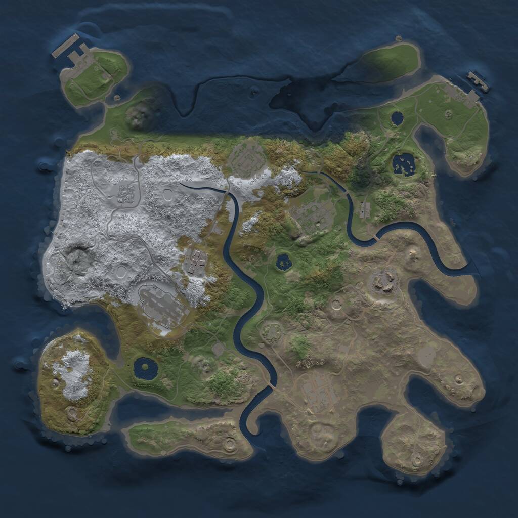 Rust Map: Procedural Map, Size: 3250, Seed: 1808663602, 13 Monuments