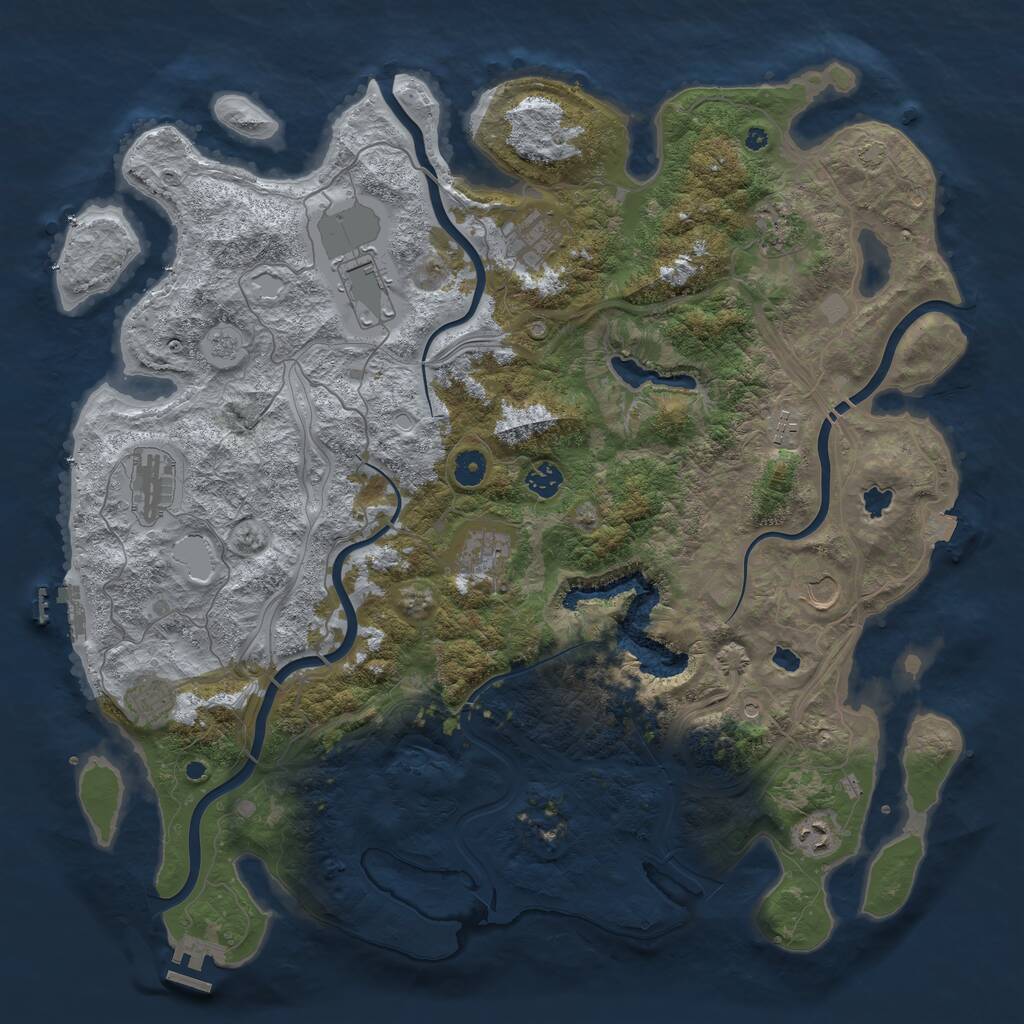 Rust Map: Procedural Map, Size: 4500, Seed: 244542251, 16 Monuments