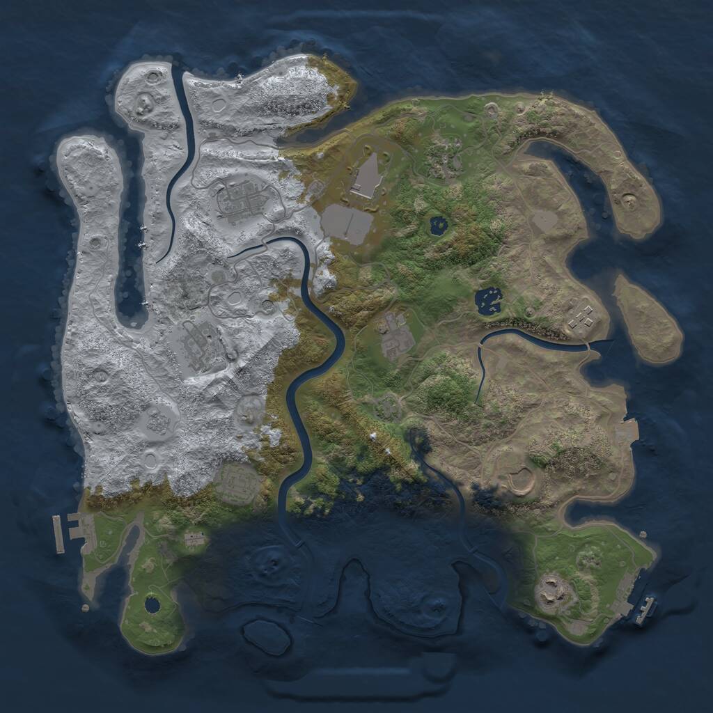 Rust Map: Procedural Map, Size: 3750, Seed: 728461114, 16 Monuments