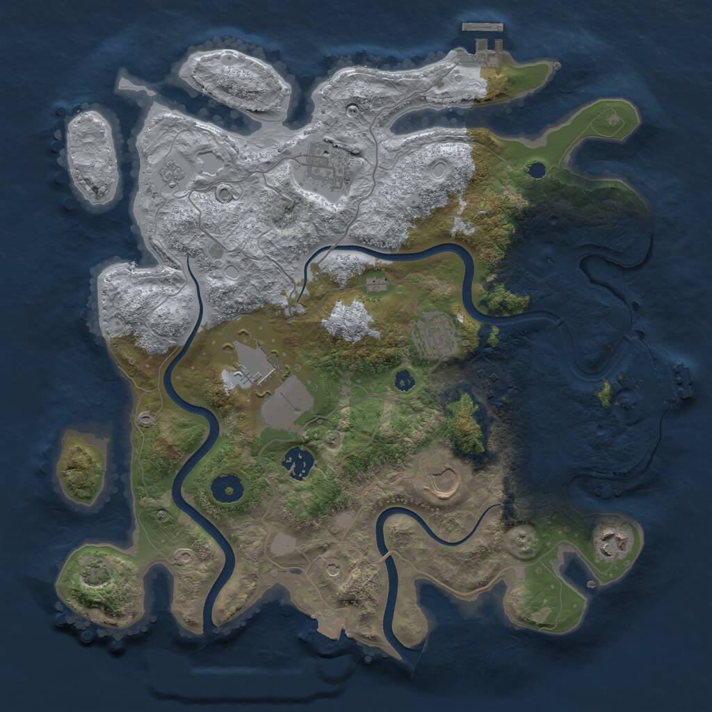 Rust Map: Procedural Map, Size: 3500, Seed: 2122340423, 13 Monuments