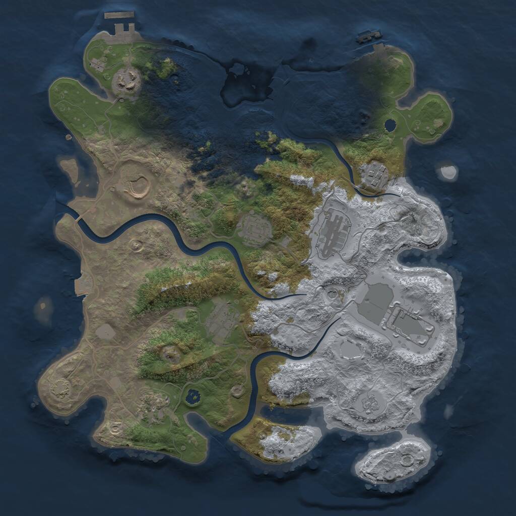 Rust Map: Procedural Map, Size: 3500, Seed: 2114787362, 14 Monuments